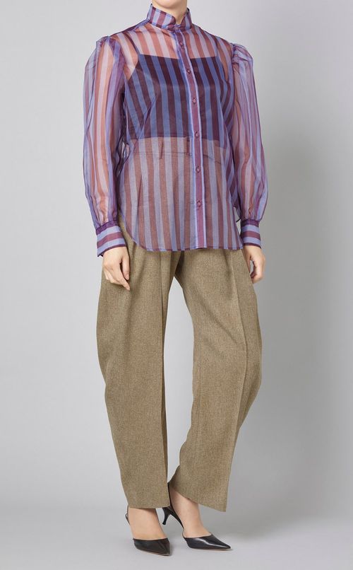 ツイード調カーブシルエットタックパンツ