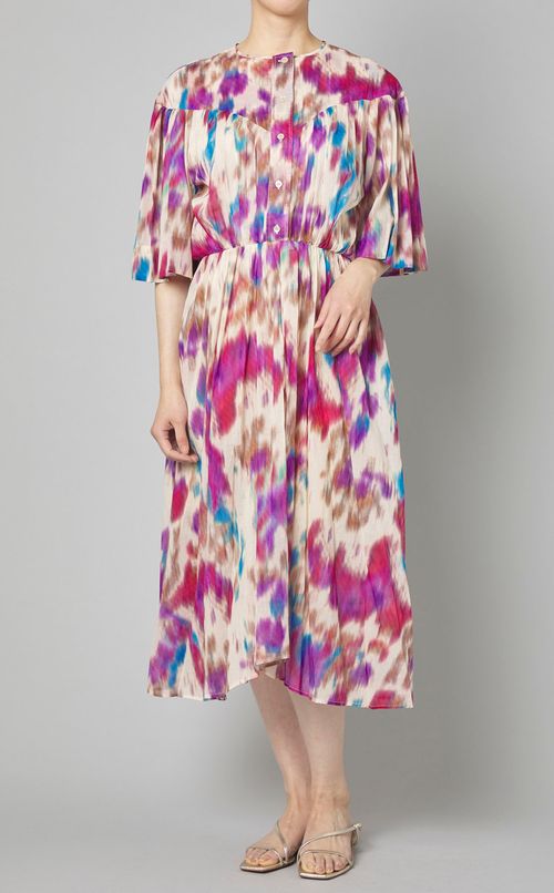 ペイントプリントベルスリーブワンピース