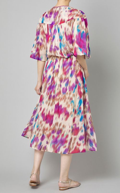 ペイントプリントベルスリーブワンピース