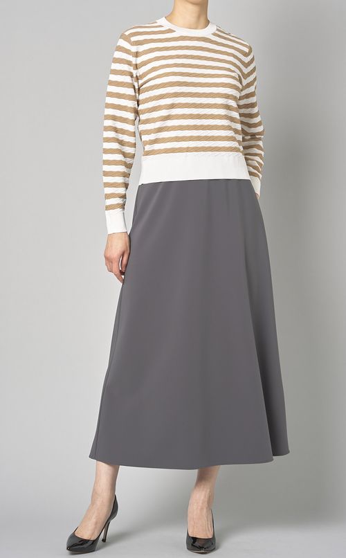 ツイストボーダークルーネックニット