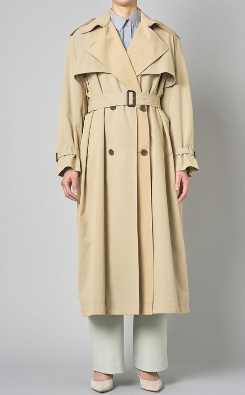 レイヤードロングトレンチコート