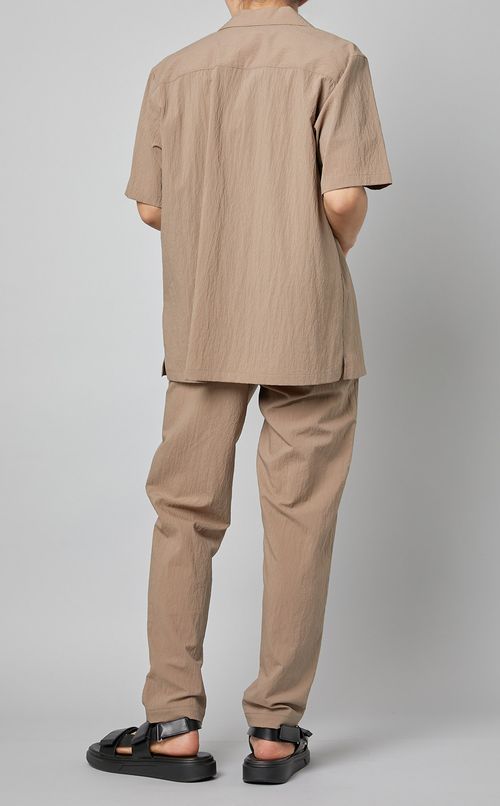 シアサッカーオープンカラーシャツ