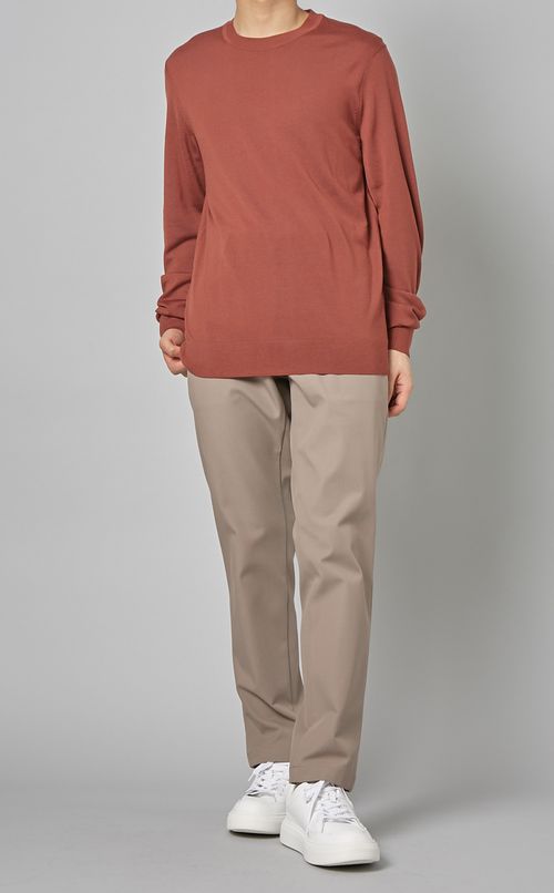 コットンポリエステルテーパードパンツ