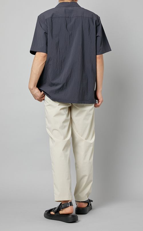 シアサッカーオープンカラーシャツ