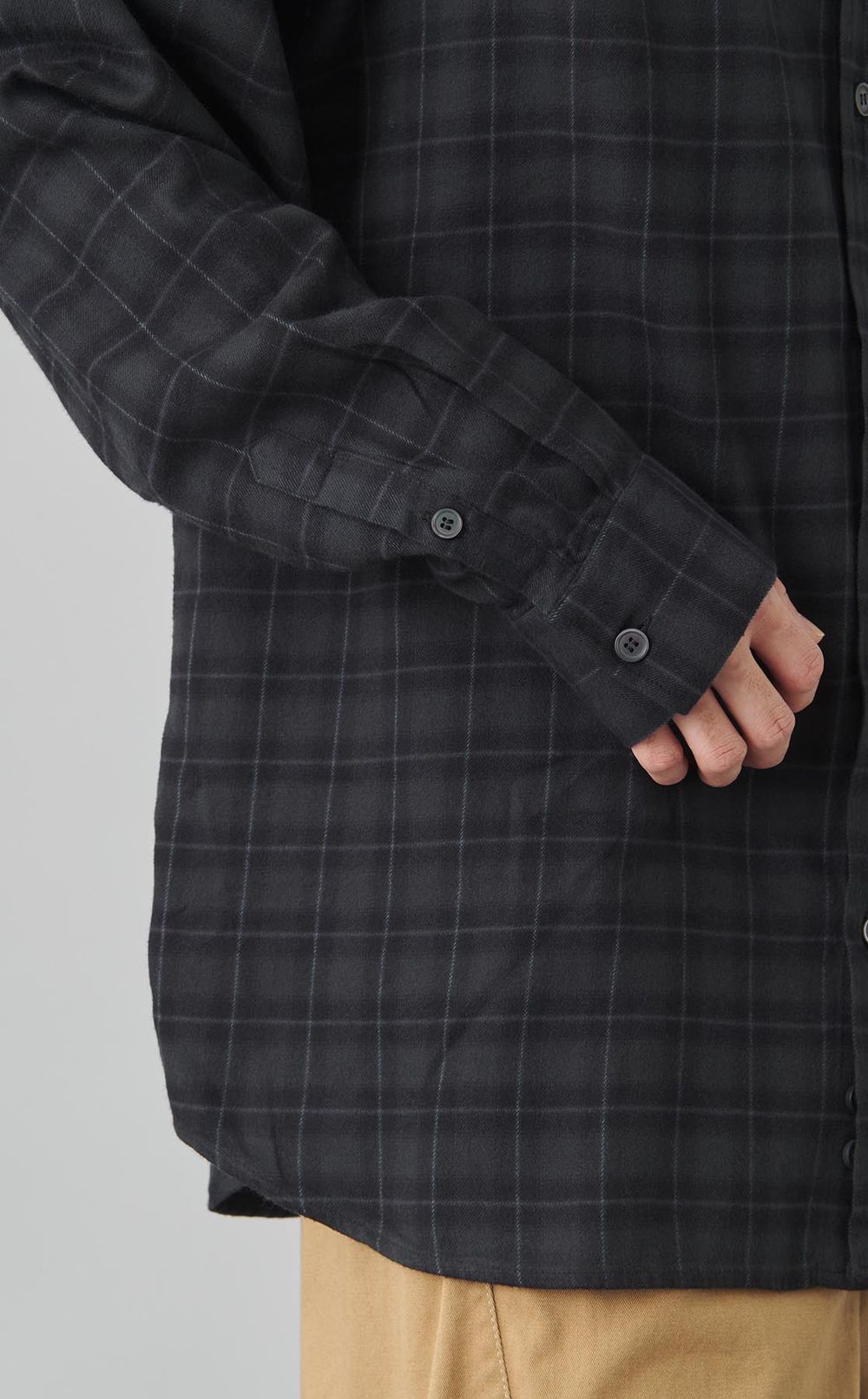 フランネルチェックフードシャツ