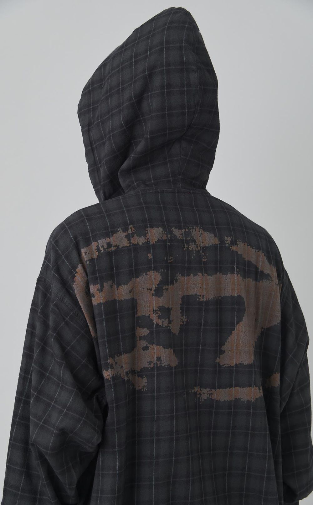 フランネルチェックフードシャツ