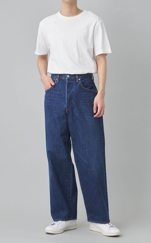 ウォッシュドワイドレッグデニムパンツ