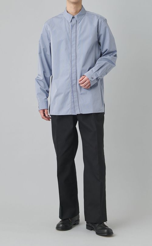 ストライプコットンパイピングシャツ