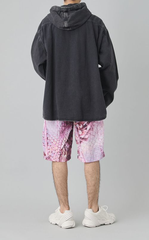 デニムフードシャツ