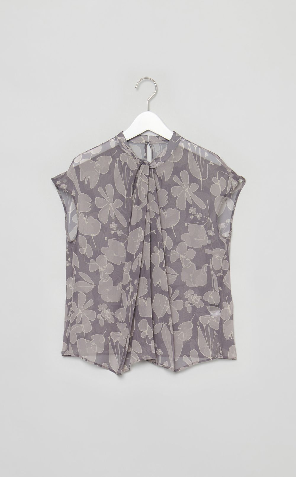 フラワープリント タックドレープブラウス