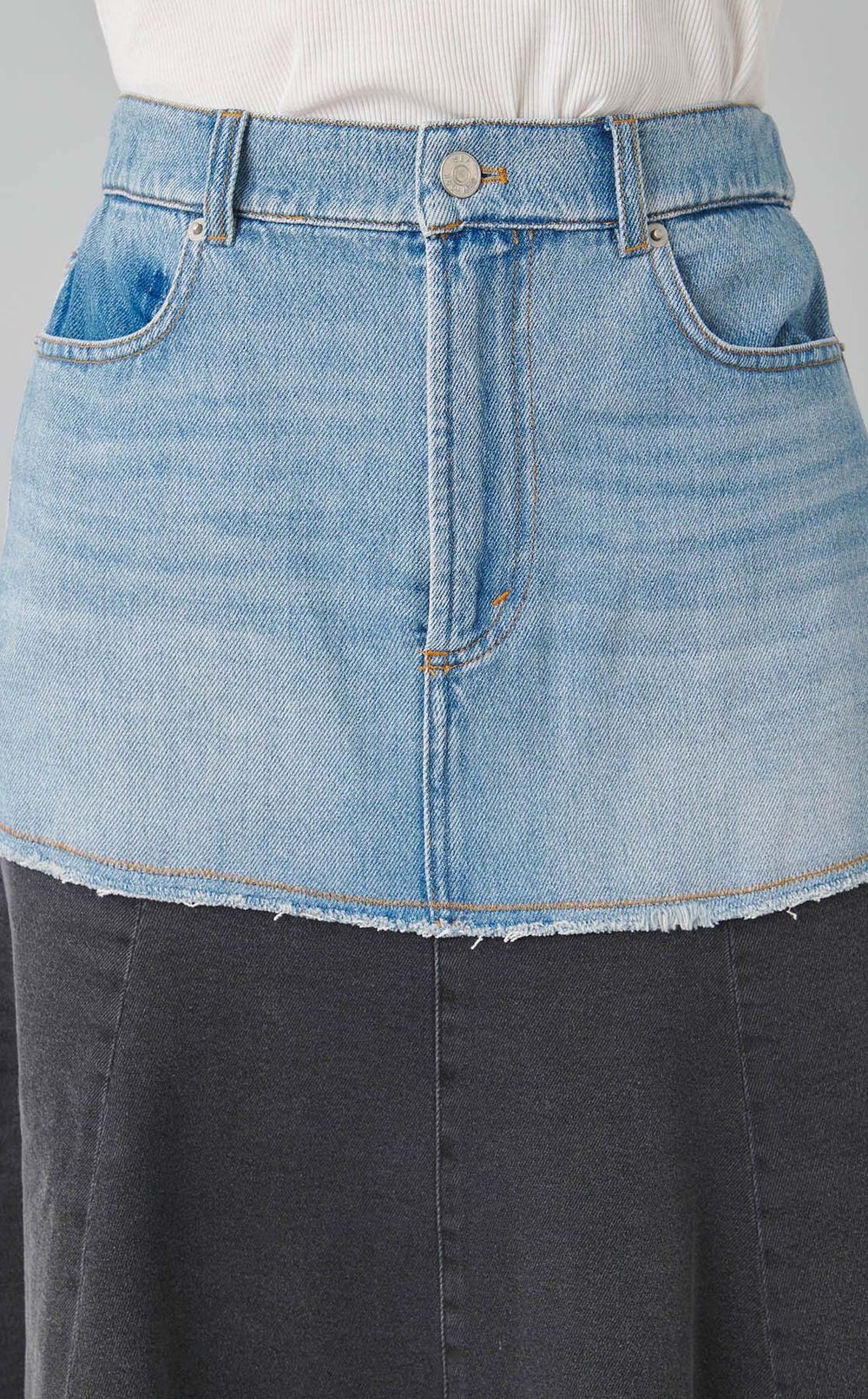 ウォッシュドバイカラーデニムスカート