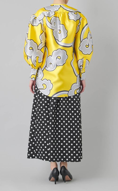 プリントボリュームスリーブブラウス