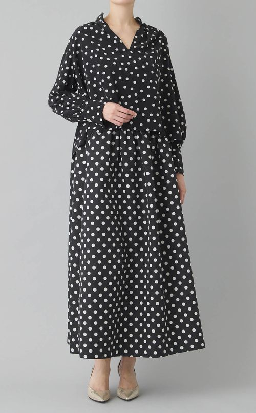 ドットスキッパークロップドブラウス