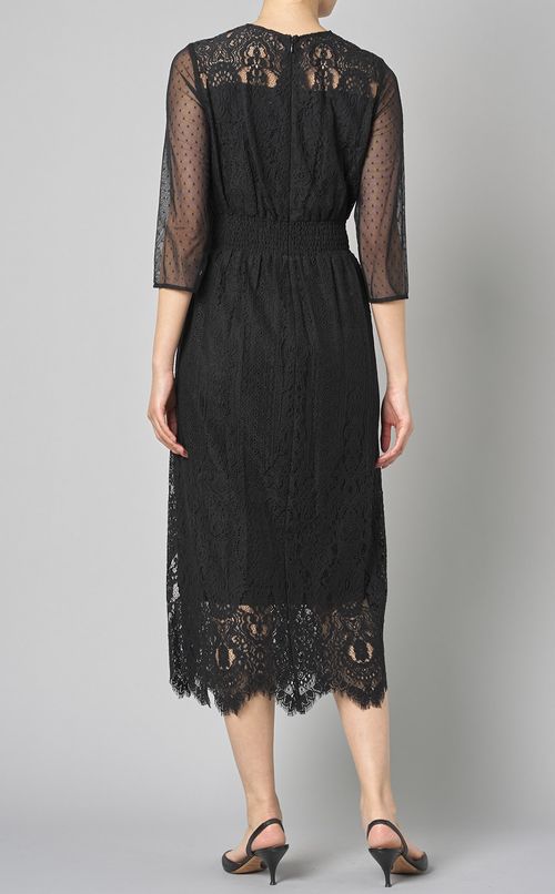 レースドットチュールワンピ一ス