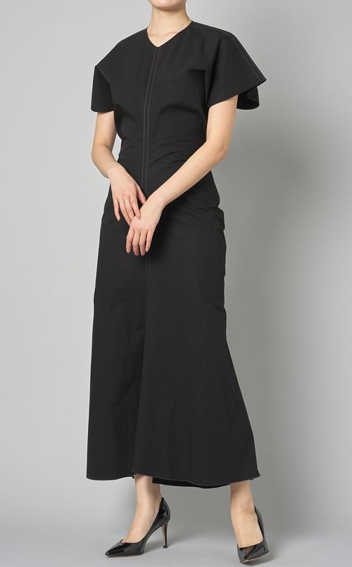 ドレープショルダーロングワンピース