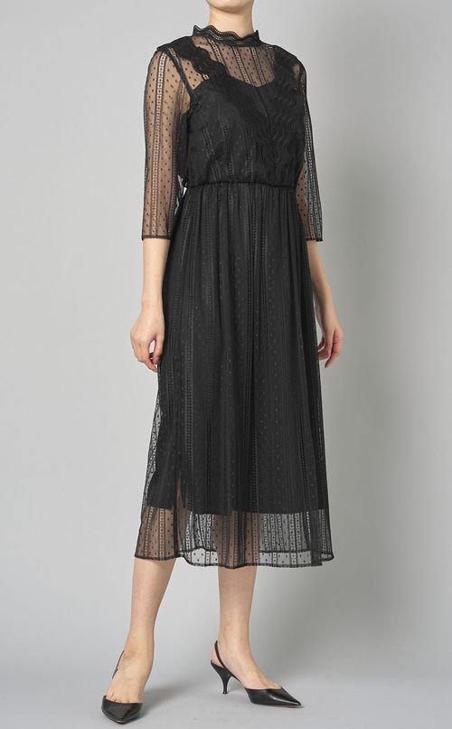 ドットチュールレースワンピース