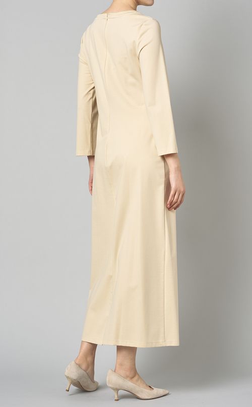 サイドプリーツジャージワンピース