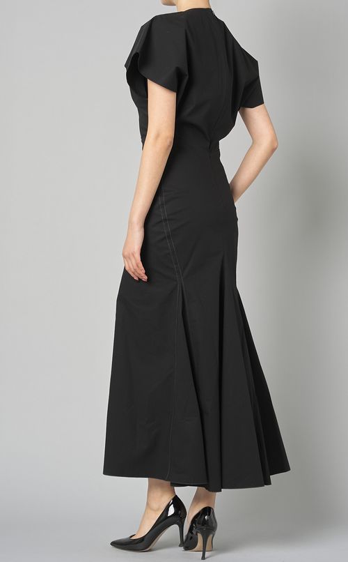 ドレープショルダーロングワンピース