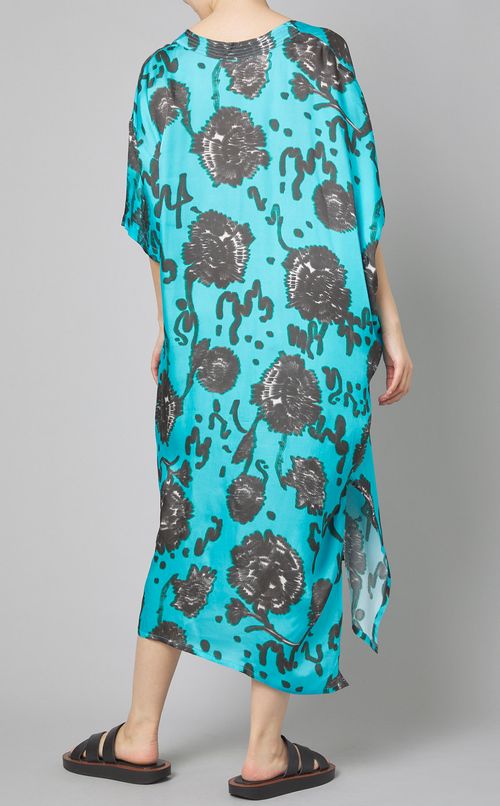 アシンメトリープリントVネックワンピース