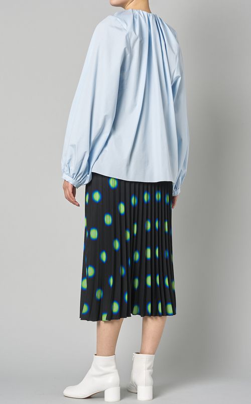 コットンポプリンギャザーネックシャツ