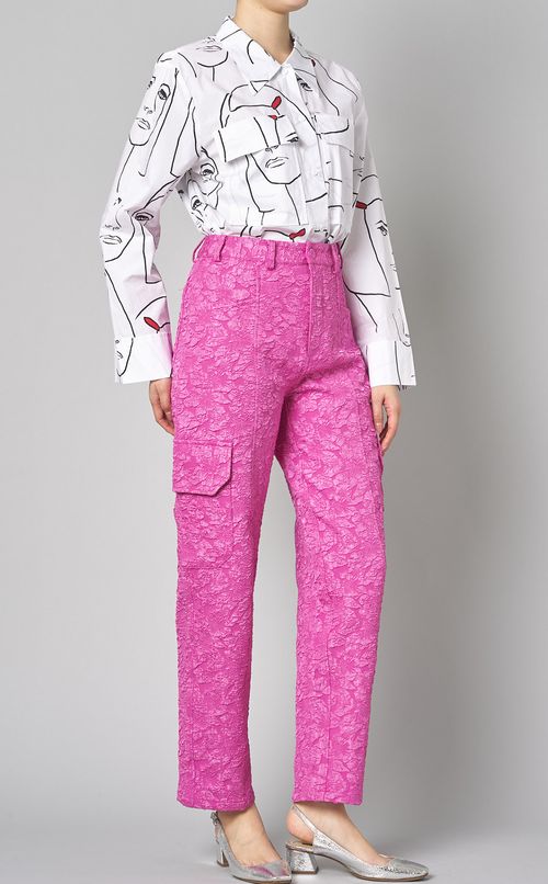 フラワージャガードカーゴパンツ