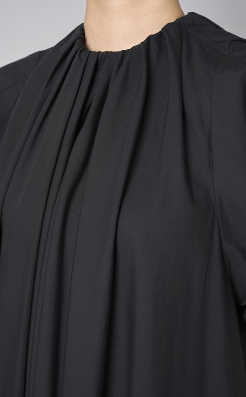 コットンフロントギャザーロングワンピース