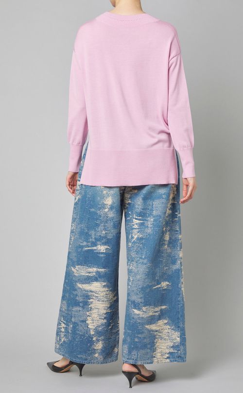 Vネックウールニットプルオーバー