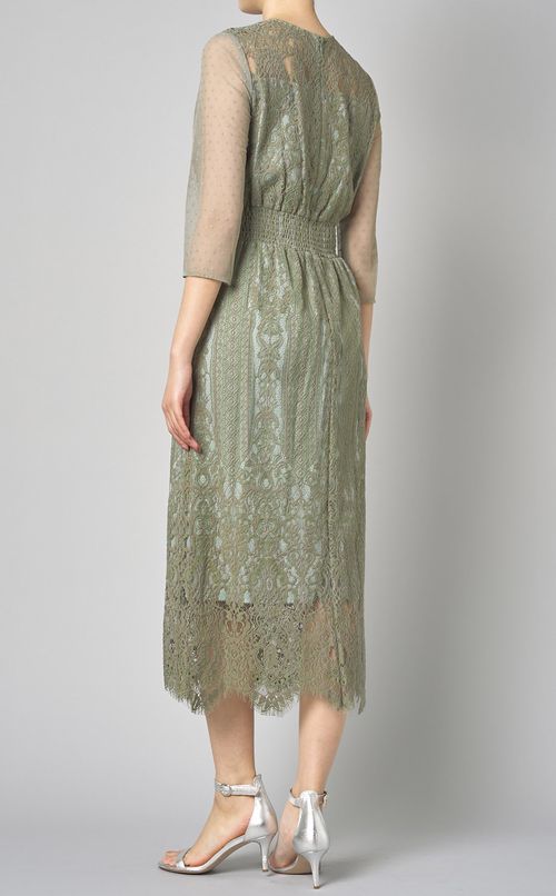 レースドットチュールワンピ一ス