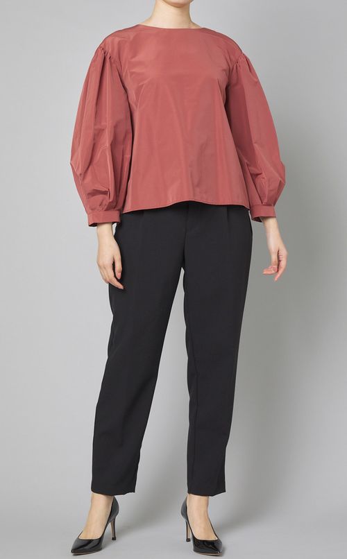 タフタギャザースリーブブラウス