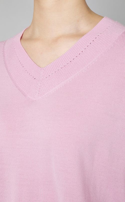 Vネックウールニットプルオーバー