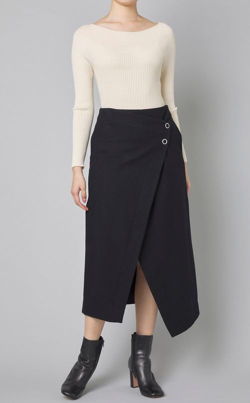 ウールセンタースリットラップスカート