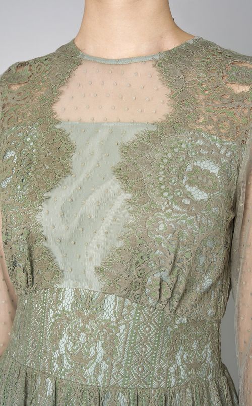 レースドットチュールワンピ一ス