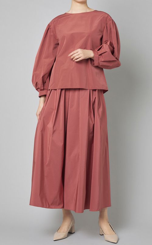 タフタギャザースリーブブラウス