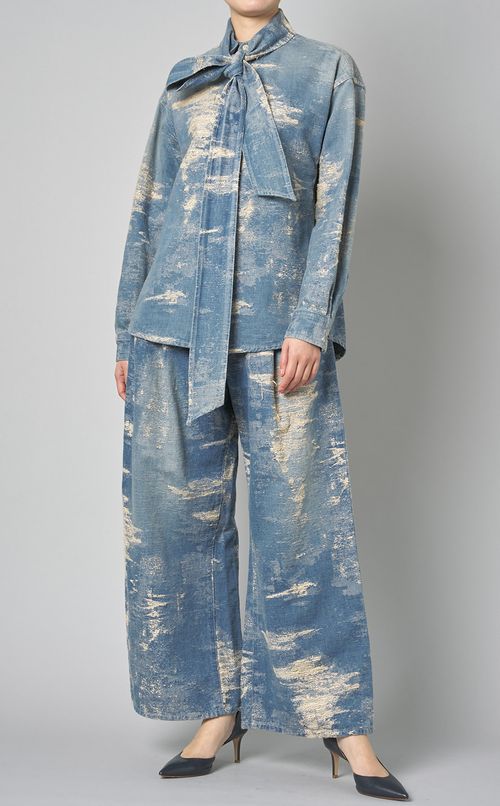 ジャガードデニムワイドパンツ