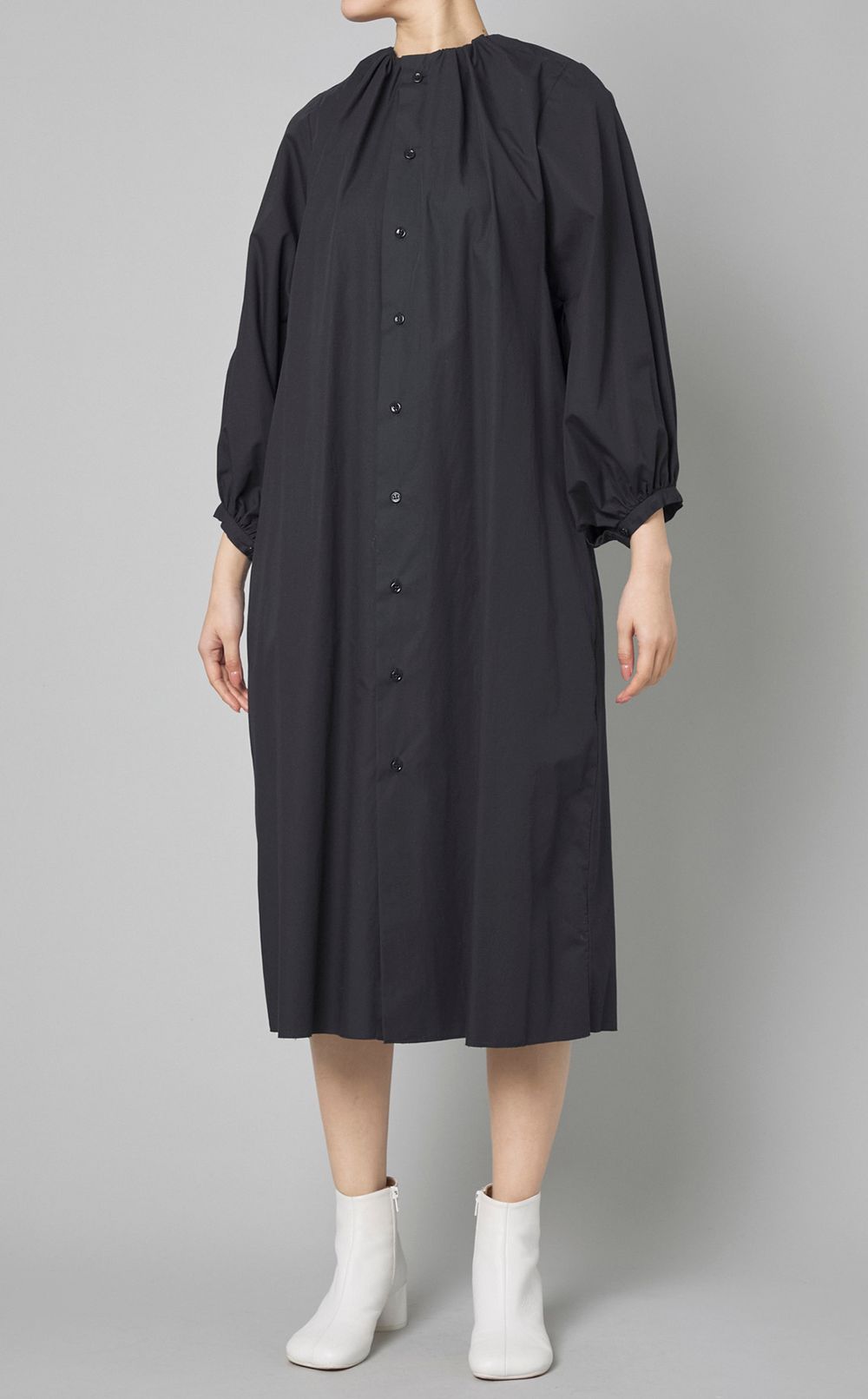 MAISON MARGIELA ポプリン ワンピース MM6 Maison Margiela|コットンポプリンギャザーネックワンピース