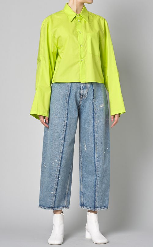 コットンポプリンネオンカラーシャツ