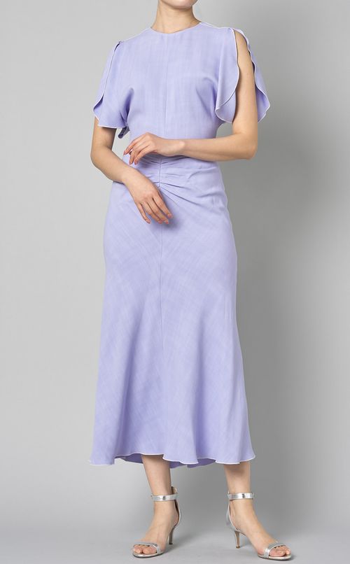 ギャザーウエストミディワンピース