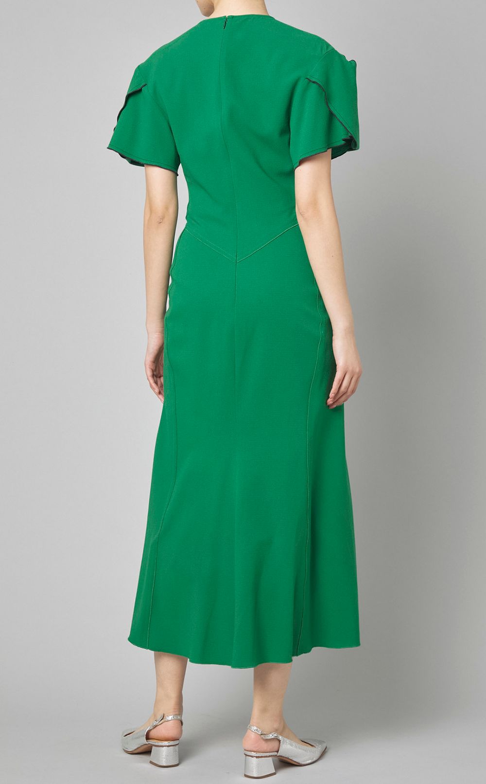 【関税込み】Victoria Beckham★ギャザー Vネック ミディ ドレス Victoria Beckham|ギャザーVネックミディワンピース