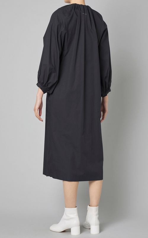 コットンポプリンギャザーネックワンピース