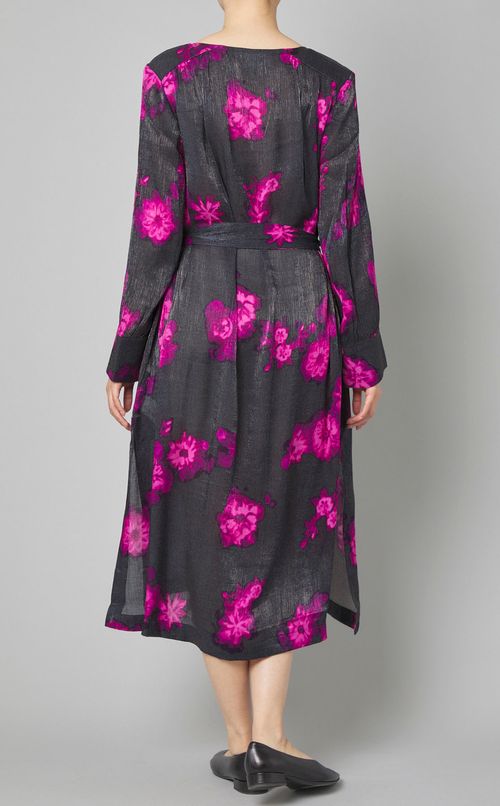 ピンクフラワープリントワンピース