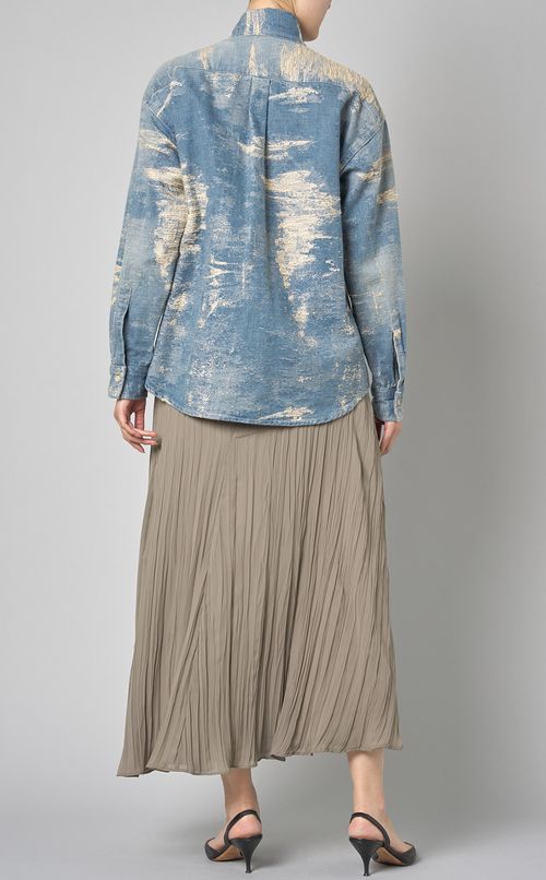 ジャガードデニムボウタイブラウス