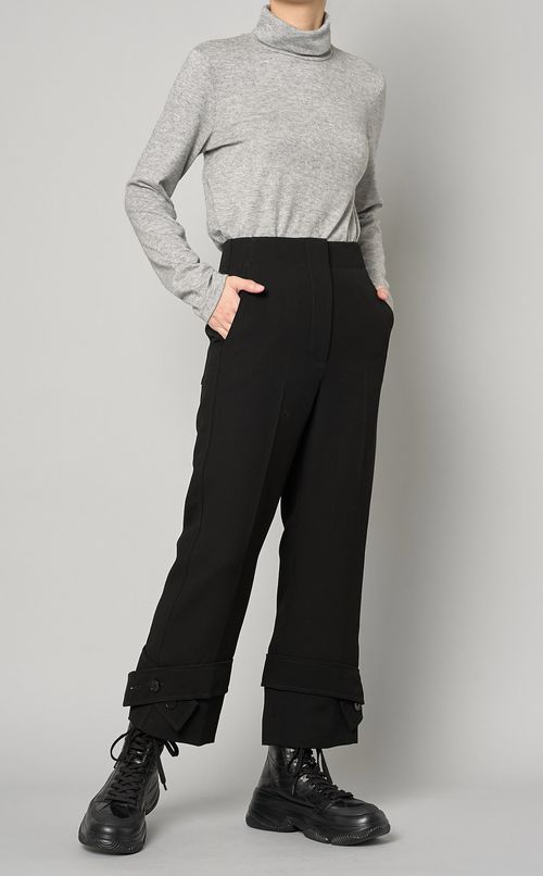 ハイウエス卜ベルトヘムクロップドパンツ