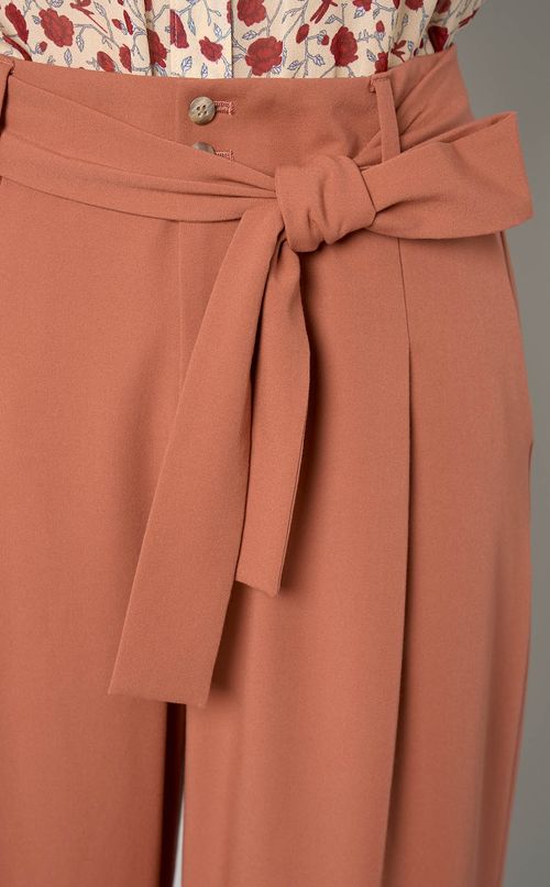 リボンベルトストレッチワイドパンツ