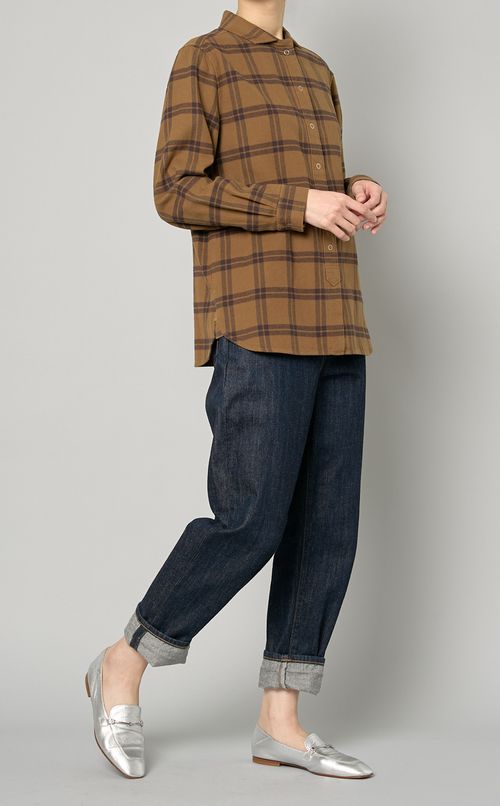 起毛チェックブラウス