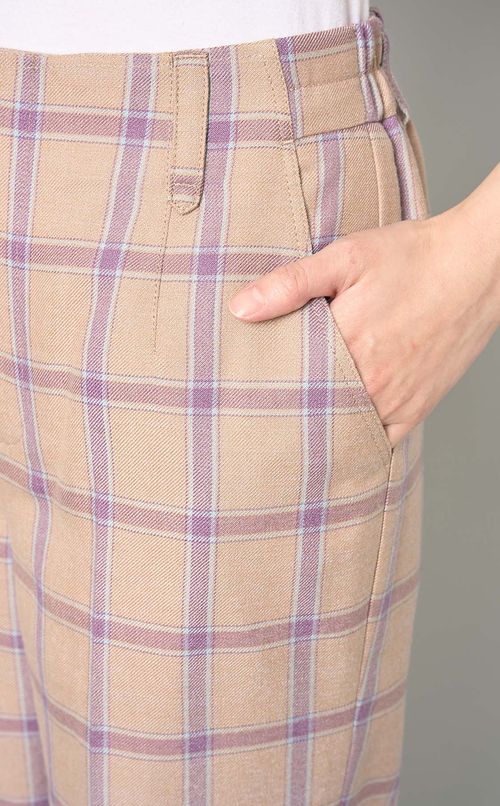 センタープレスチェックワイドパンツ