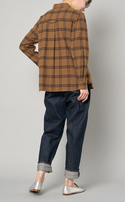 起毛チェックブラウス