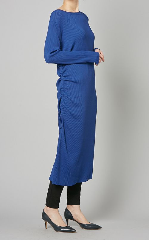 サイドギャザーアシンメトリーワンピース