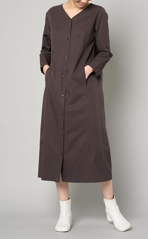 Vネックシャツワンピース