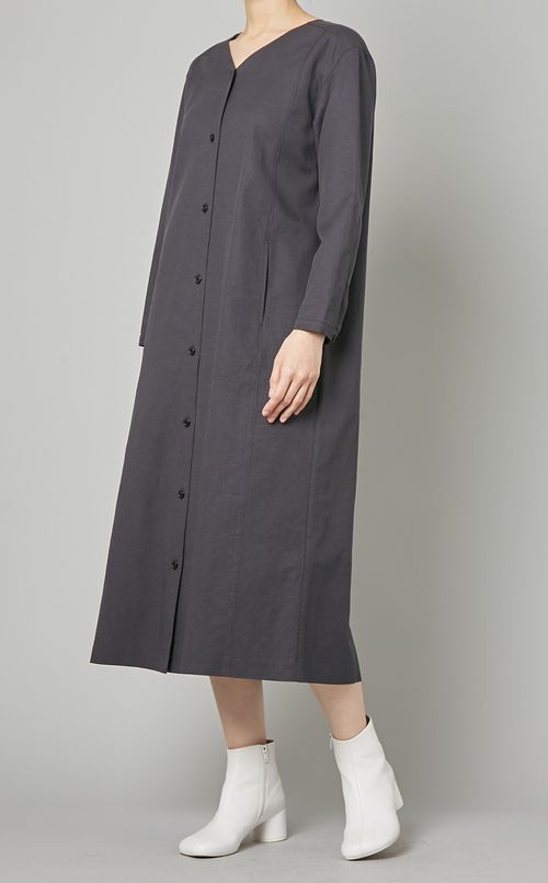 Vネックシャツワンピース