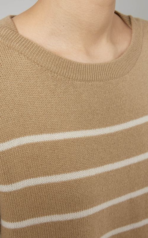 ウールボーダーニットプルオーバー